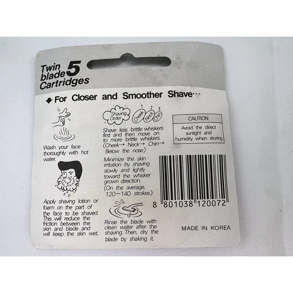 Vintage Dorco 5 Twin Blades Cartridges DP-50 Razor Blades Refill 2‎ Packs